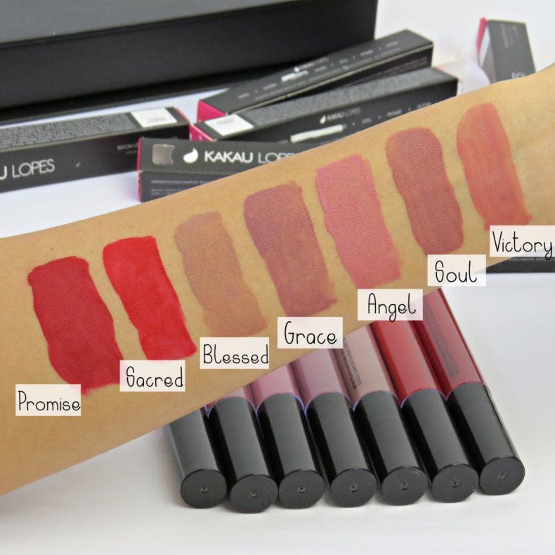 batom liquido kakau lopes swatches cores